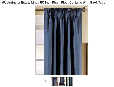 Vermont Country Store 50”  Drapes #81523 Navy Lined 84” Long  Pinch Pleats NWT - Image 1 of 4