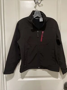 Snozu Soft Shell Black Red Full Zip Jacket Boys Youth Medium 10 / 12 - Picture 1 of 4