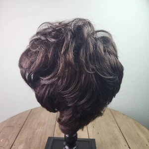 Vivian Fox Wig Short Off Black 20% Carmel Full Bangs Wavy Tapered Morina V Mono - Picture 1 of 21