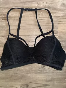 BLACK BRA SHORT TOP SIZE SMALL PADDING  - Picture 1 of 6