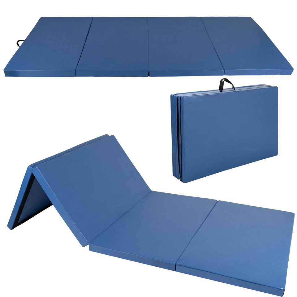 4'x10'x2" Gimnasia Gimnasio Plegable Ejercicio Aeróbicos Caída Yoga Juego Mat Azul Foto 1 de 4