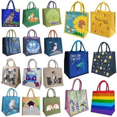 Shared Earth Fair Trade Jute Canvas Tote Eco Shopper Carrier Medium Shopping Bag