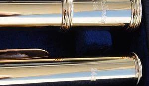 24 ct Gold Querflöte vergoldet offene Klappen H-Fuß Zubehör - Bild 1 von 5