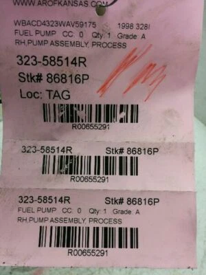 Passenger Fuel Pump Assembly Coupe Fits 95-99 BMW 318i 655291 - Image 1 of 4