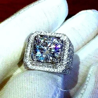 Anillo Circonita Cúbica Chapado en Oro Blanco 18k Talla 11.5 Foto 1 de 4