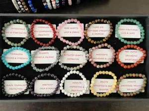 Crystal Gemstone Bracelet 6mm Chakra Natural Stone Bead Anxiety spiritual gift - Picture 1 of 32