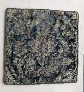 Pottery Barn Claudine Printed Pillow Cover Blue Gray Velvet 24x24 - Picture 1 of 4