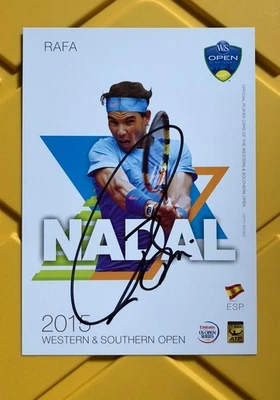 Cartão promocional RAFAEL NADAL autografado 5x7 W&S Open BELEZA! LEIA - Imagem 1 de 2