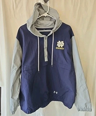Notre Dame Men’s 2XL Under Armour Storm Pullover Hooded Jacket Coat 1/4 Snap  - Image 1 of 4