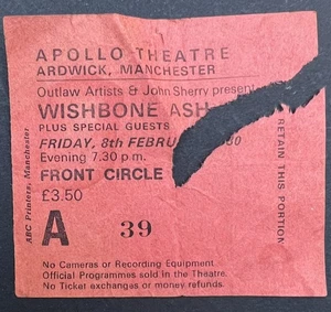 WISHBONE ASH 1980 UK Tour Concert Ticket Stub Apollo Manchester - Picture 1 of 1