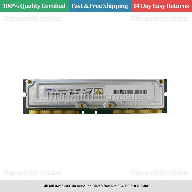 MR18R1628EG0-CM8 Samsung 256MB Rambus ECC PC 800 800Mhz - Image 1 of 1
