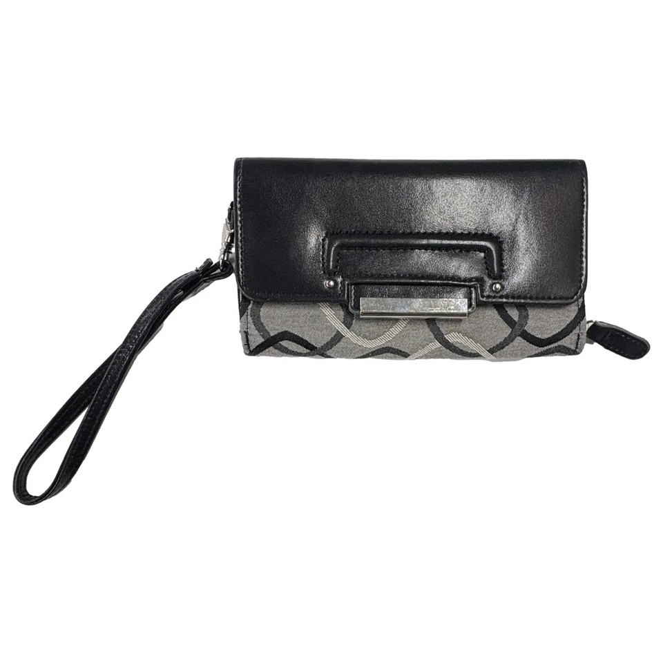 Billetera de muñeca Sorella gris y negra triple pliegue para mujer Foto 1 de 3