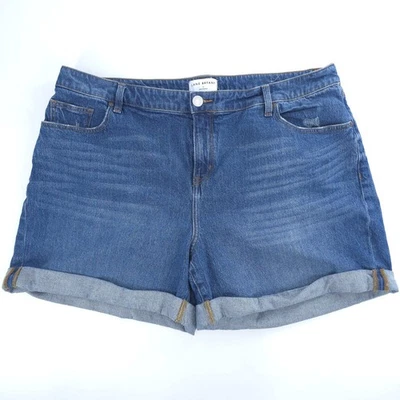 Lane Bryant 18 Shorts Mid Rise Boyfriend Denim Cuffed Dark Wash Stretch - Image 1 of 4