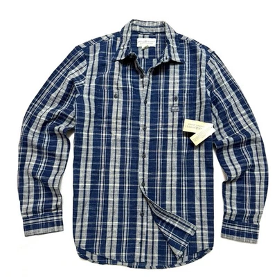 Denim & Supply Ralph Lauren M Medium Linen Cotton Shirt Indigo Plaid RL - Image 1 of 4