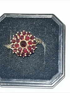 Art Deco 900 Silber Vergoldet  Granat Ring Gr 56 - Bild 1 von 13