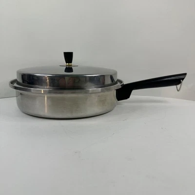 Sartén Signature Prestige de 18-8 tres capas de acero inoxidable de 10" con tapa utensilios de cocina EE. UU. Foto 1 de 4