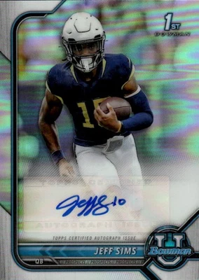 2021-22 Bowman University Jeff Sims #BCPA-JS Bowman Chrome Autographs 28O - Image 1 of 2