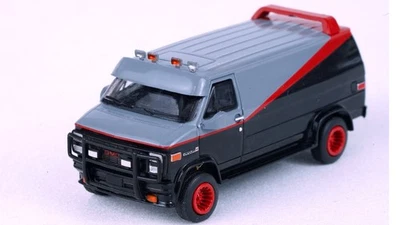 Brekina 1983 GMC Vandura Custom Van - Gray/Black/Red A-Team 1/87 HO Scale #18250 - Image 1 of 4