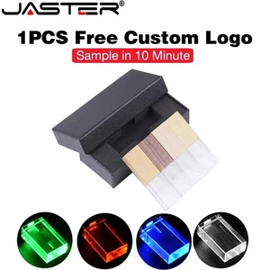 Free Custom Logo USB Flash Drive White LED Crystal Black Box Memory Stick Drives - Afbeelding 1 van 36