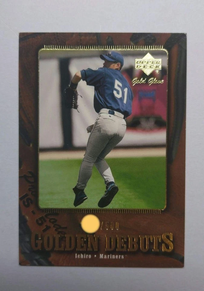 500pcs Limited 2001 UD Gold Glove Ichiro RC 812887 - Image 1 of 2