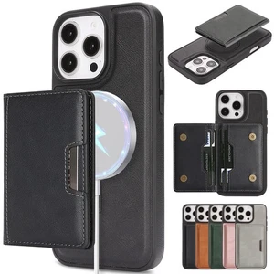 PU Leder Kartenhalter Handy Hülle Wallet Cover für iPhone 16 15 14 13 12 Pro Max - Bild 1 von 18