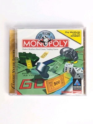 NEW Monopoly CD-ROM (PC, 1998) Windows PC Hasbro Westwood Vintage SEALED - Image 1 of 3