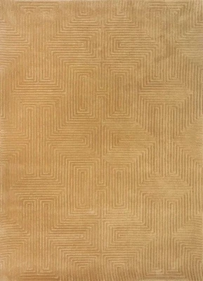 Hand Tufted Modern Geometric Rug Beige Wool Cut Pile Area Carpet Minimalist Text - Image 1 of 4