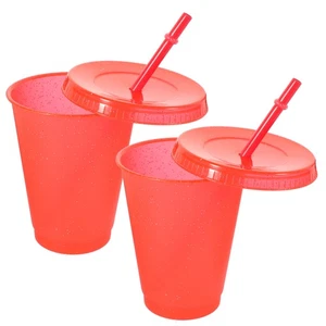 2 Piezas Taza de Agua Creativa Viaje Reutilizable Tazas con Tapas y Pajitas Fiesta - Imagen 1 de 12