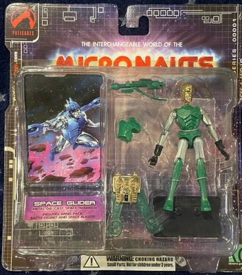 VINTAGE 2002 PALISADES DIE CAST METAL MICRONAUTS GREEN SPACE GLIDER MOC/Complete - Image 1 of 4