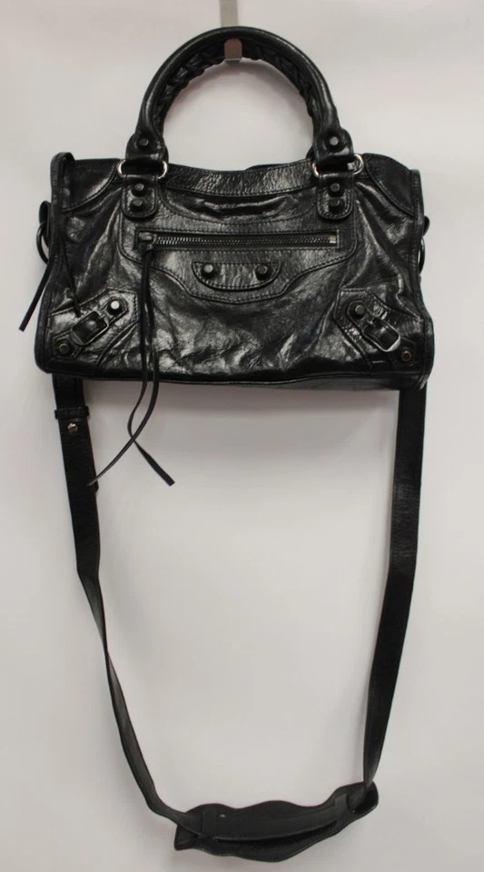 BALANCIAGA Le City Black Mini Leather Handbag Made In Italy 11"X7" - W69 - Image 1 of 4