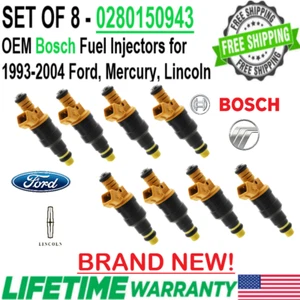 NEW BOSCH OEM 8pcs Fuel Injectors for 1993-2004 Ford Lincoln Mercury #0280150943 - Picture 1 of 5