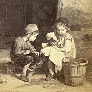 GOUPIL CdV ALBUMEN ART PHOTO PRINT The Patient PIERRE FRERE Children Playing 700 - Picture 1 of 7
