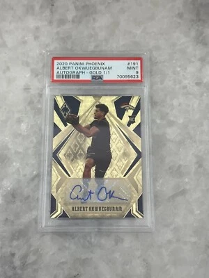 2020 Panini Phoenix Rookie Autographs Gold Vinyl Albert Okwuegbunam 1/1 PSA 9 - Image 1 of 2
