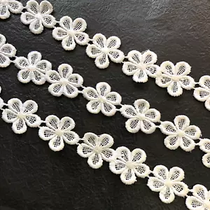 2X Yards Crochet Lace Trim Floral Off White Bridal Dress Edging Sewing Ribbon - Picture 1 of 5
