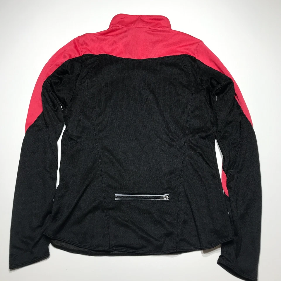 Chaqueta Mizuno Mujer Talla Pequeña Roja Negra 1/4 Cremallera Pullover Cremallera Activa Bolsillo Trasero Foto 1 de 4