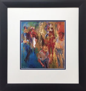 LeRoy Neiman "The Paddock" CUSTOM FRAMED Art Print Equestrian Horses Secreriat - Picture 1 of 3