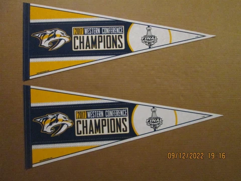 NHL Nashville Predators 2017 Western Conference Champions Lot of 2 Pennants Cover