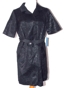 Simply Vera Wang Womens Jacket Medium Brocade Black Metallic Belt Evening Party - Picture 1 of 7
