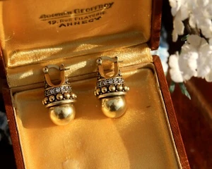 Boucles d'Oreilles Dormeuse Doré Antique Perle Doré Retro 1920 Vintage Style ET9 - Imagen 1 de 14