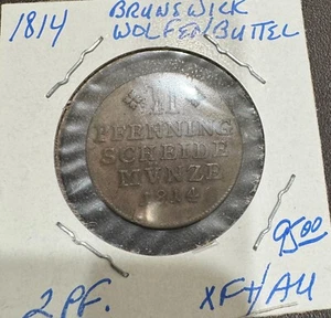 1814 BRUNSWICK WOLFENBUTTEL 2PF XF+/AU - Picture 1 of 2