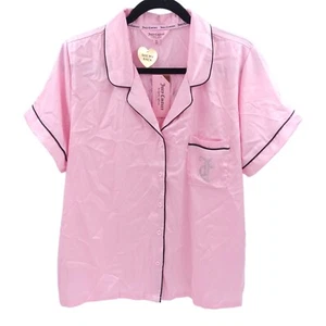 Juicy Couture Damen Größe XL Schlafshirt Pyjama Oberteil Rosa Logo Glitzer Spruch - Bild 1 von 11