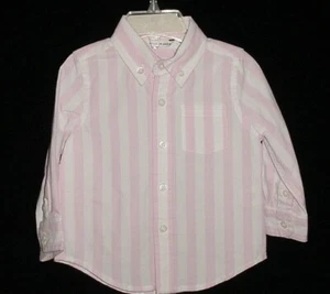 Usada en Excelente Condición Janie & Jack Niños Rosa y Blanco Punta Abotonada Camisa de Vestir 6-12 M - Imagen 1 de 3