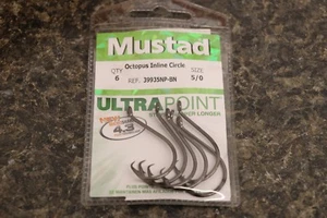Mustad 39935NP-BN Ultra Punto Tamaño 5/0 2X Pulpo Círculo Ganchos Paquete de 6 - Imagen 1 de 2