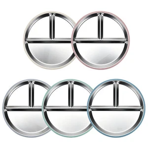 1x Stainless Steel Kids Plate with Three Compartments for Vegetables Fruits Meat - Picture 1 of 17