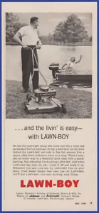 Anuncio impreso de cortadora de césped vintage 1956 LAWN-BOY fabricantes de Johnson and Evinrude década de 1950 - Imagen 1 de 1