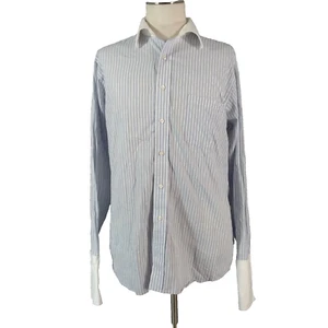 Donald J Trump shirt Oxford dress men's large blue stripe French cuff luxury - Picture 1 of 12