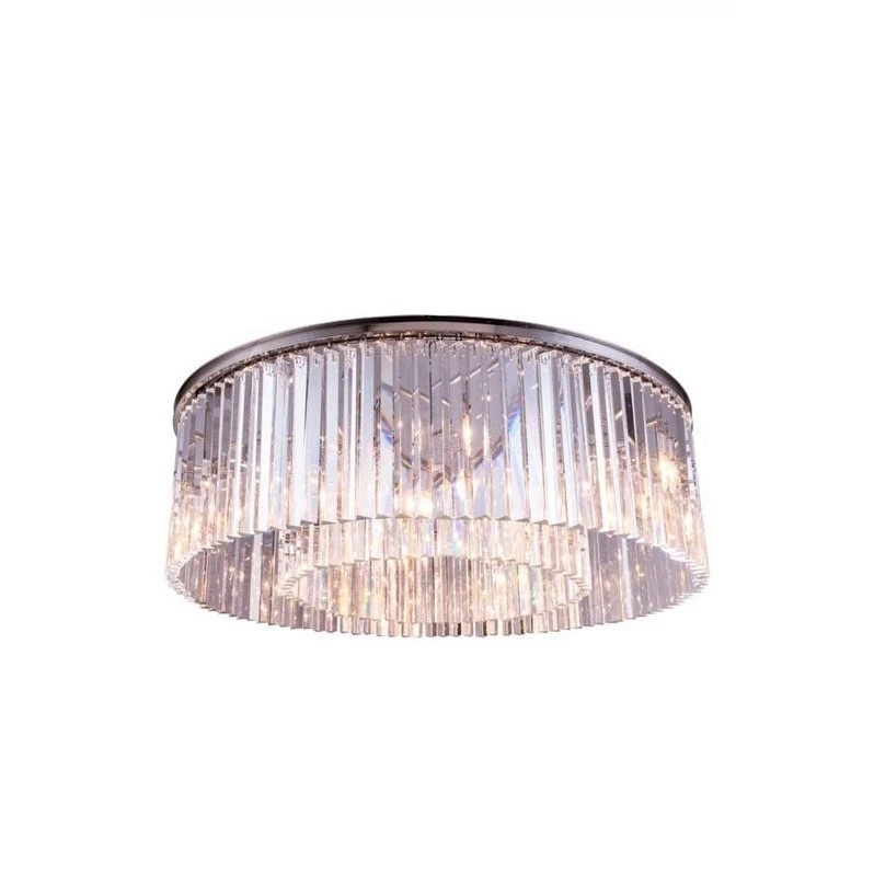 Elegant Lighting 1208F43PN/RC 1208 Sydney Collection Flush Mount D 43.5 H 13.5 Lt 10 Polished nickel Finish (Royal Cut Crystals)