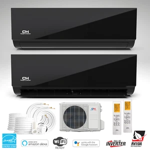18000 BTU Olivia MidNight Dual 2 Zone Mini Split Heat Pump Air Conditioner 230V - Picture 1 of 14