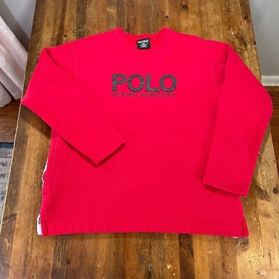 Moletom Vintage Ralph Lauren Feminino Pequeno Vermelho Polo Jeans Soletrar Preppy - Imagem 1 de 4
