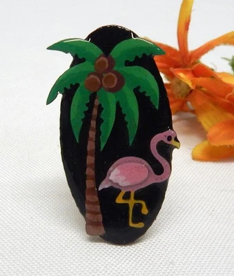 MCM РЕТРО РОЗОВЫЙ ФЛАМИНГО ЗНАЧОК, OOAK КОЛЛЕКЦИОННЫЕ БУЛАВКИ ECHO & HARA - Изображение 1 из 3